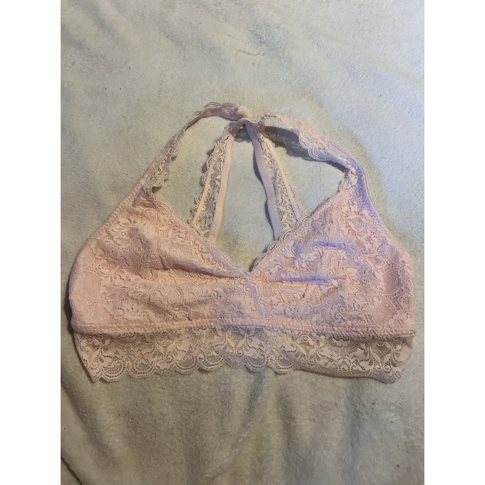 Marilyn Monroe Pink Lace Racerback Bralette Wireless Floral Lace Bra Size Large